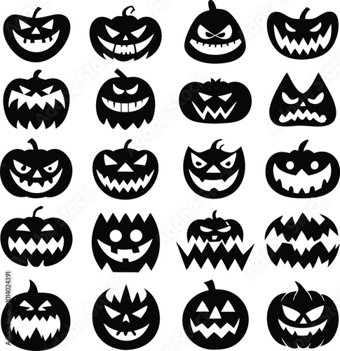 Collection of halloween silhouettes icon and character., witch, creepy and spooky elements for halloween decorations, silhouettes, sketch, icon, sticker. Hand drawn vector illustration