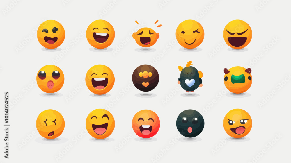 WhatsApp New Updated Editable Vector Emojis Set - High-Quality, Diverse Emoticons Without Effect and Vector Mesh for Graphic Design and Messaging Apps