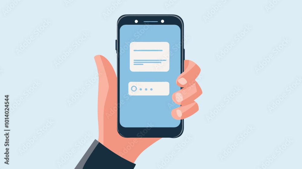Hand Holding Smartphone with New Messages Notification in Flat Design - Concept of Mobile Communication and Instant Messaging for Business and Personal Use Hand Holding Smartphone with New Messages Notification in Flat Design - Concept of Mobile Communication and Instant Messaging for Business and Personal Use