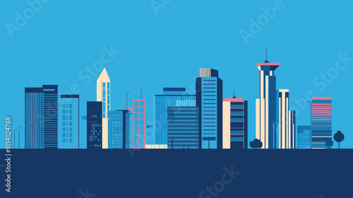 Modern Abstract City Skyline Illustration, Urban Skyscrapers and Buildings, Flat Design Vector for Architecture and Cityscape Projects