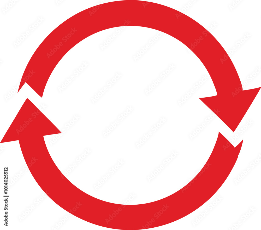 Red refresh icon with arrows forming a circle, symbol of update and reload Red refresh icon with arrows forming a circle, symbol of update and reload