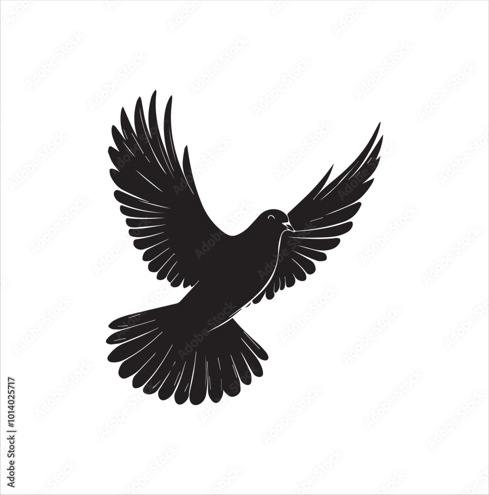 Obraz premium pigeon isolated on white background, bird, silhouette, eagle, vector, flying, animal, illustration, wing, nature, black, birds, dove, feather, wings, tattoo, fly, hawk, design, wildlife, flight, freed