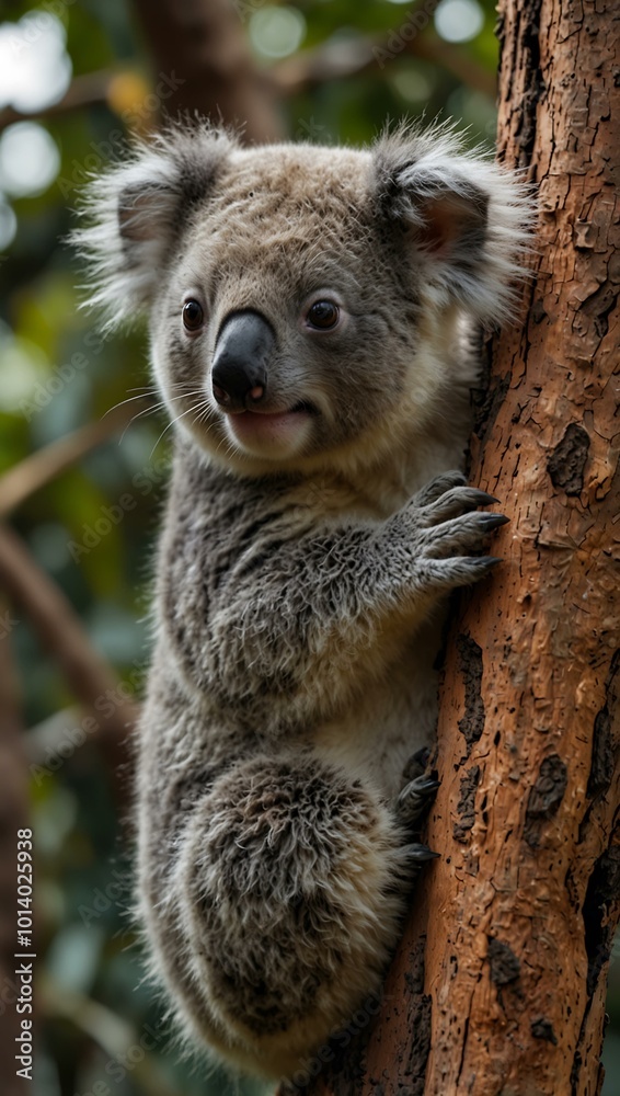 Adorable koala close-up in a tree, presented in 4K. Adorable koala close-up in a tree, presented in 4K.