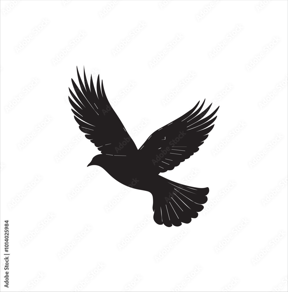 Obraz premium pigeon isolated on white background, bird, silhouette, eagle, vector, flying, animal, illustration, wing, nature, black, birds, dove, feather, wings, tattoo, fly, hawk, design, wildlife, flight, freed