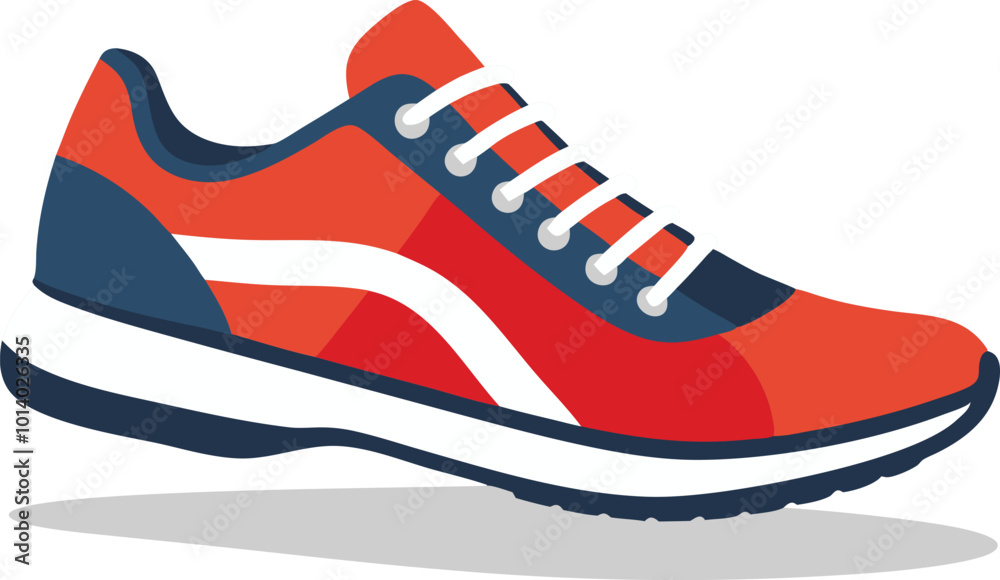 Red and blue running shoes, illustrated in a stylish and sporty cartoon style Red and blue running shoes, illustrated in a stylish and sporty cartoon style