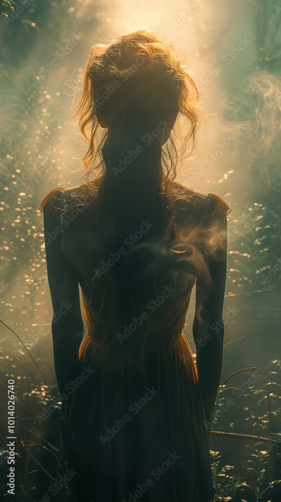 Silhouette of a Woman in a Mystical Forest Silhouette of a Woman in a Mystical Forest