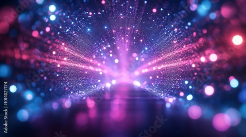 An abstract VJ light event scene featuring particles, ideal for concert intros, game settings, or EDM music stages. This dynamic loop includes party openers, titles
