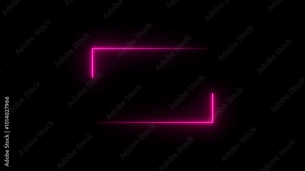 Seamless loop animated rectangle picture frame with two tone neon color 4K video motion graphic isolated on transparent background. Futuristic light effect for overlay element
