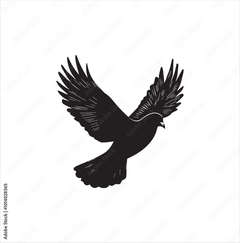 Obraz premium pigeon isolated on white background, bird, silhouette, eagle, vector, flying, animal, illustration, wing, nature, black, birds, dove, feather, wings, tattoo, fly, hawk, design, wildlife, flight, freed