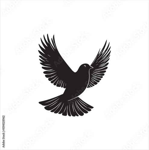 pigeon isolated on white background, bird, silhouette, eagle, vector, flying, animal, illustration, wing, nature, black, birds, dove, feather, wings, tattoo, fly, hawk, design,Art & Illustration