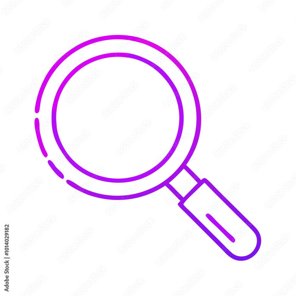 Magnifying glass icon in a modern flat style with gradient colors representing search and discovery Magnifying glass icon in a modern flat style with gradient colors representing search and discovery