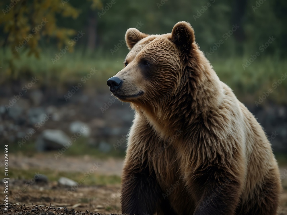 Bear sitting and looking ahead Bear sitting and looking ahead