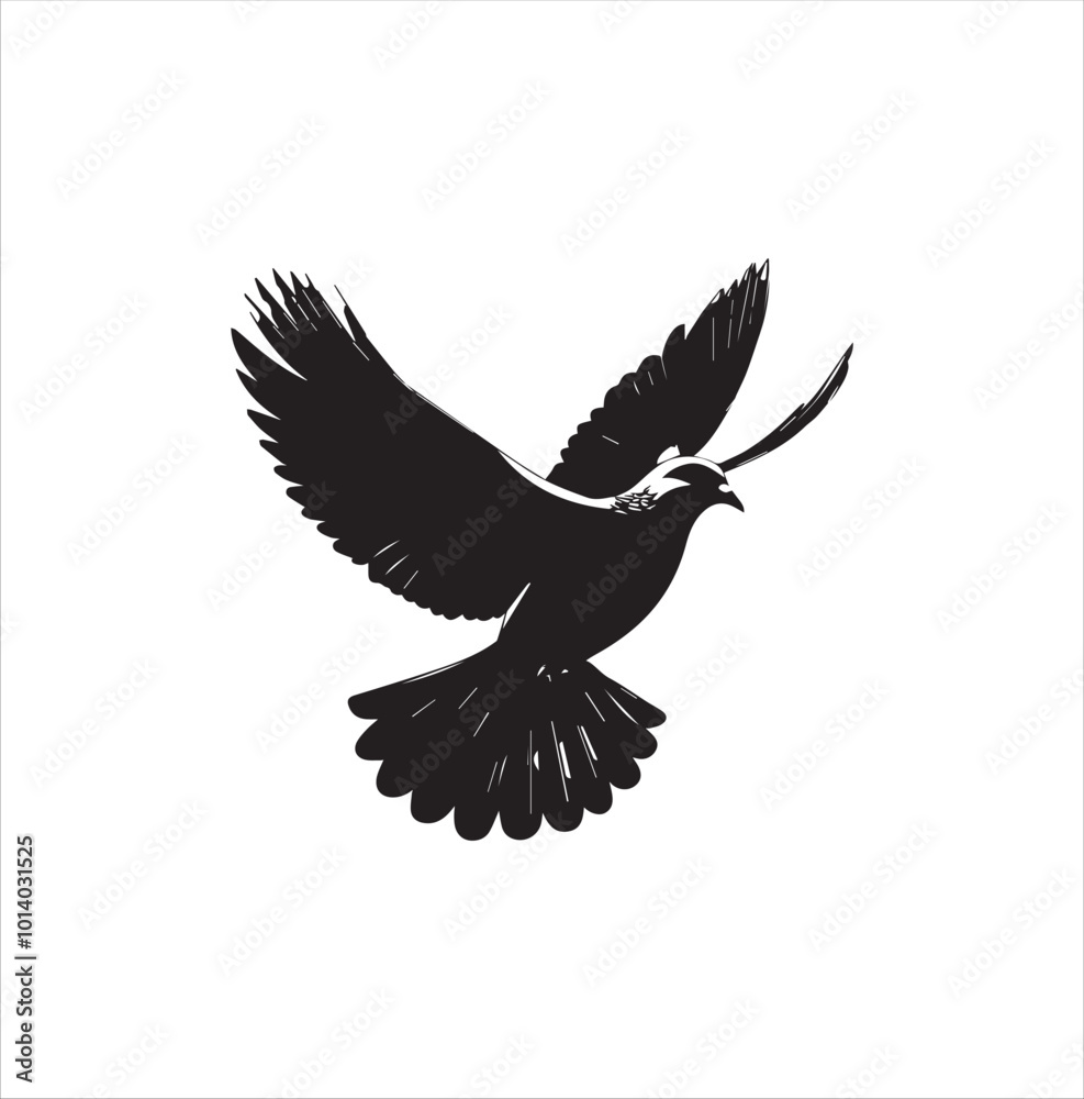 Obraz premium pigeon isolated on white background, bird, silhouette, eagle, vector, flying, animal, illustration, wing, nature, black, birds, dove, feather, wings, tattoo, fly, hawk, design,Art & Illustration