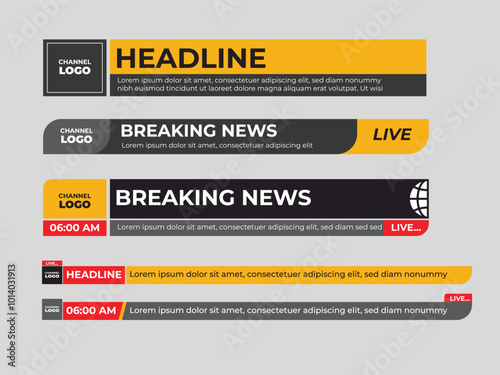 Modern News lower third design yellow and black
