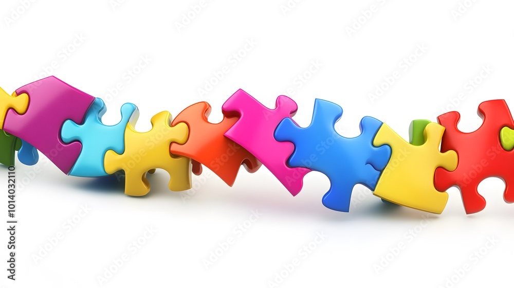Puzzle pieces forming a ribbon for World Autism Awareness Day, symbolizing the complexity and diversity of the autism spectrum Puzzle pieces forming a ribbon for World Autism Awareness Day, symbolizing the complexity and diversity of the autism spectrum