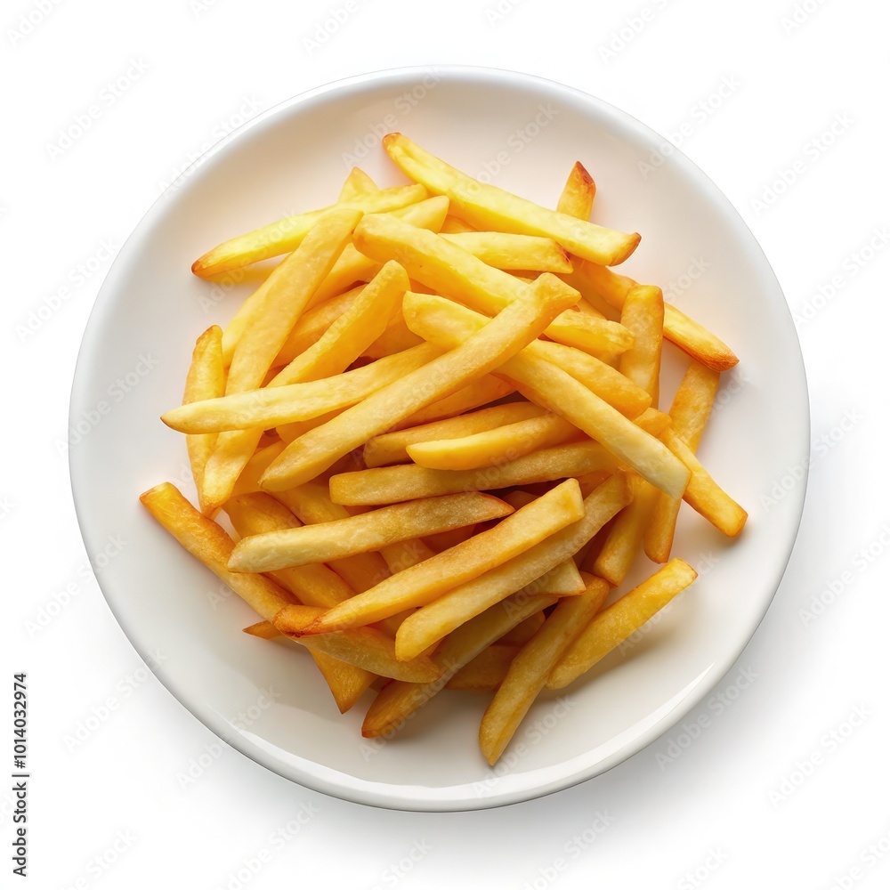 Golden French fries served on a white plate against a standard scale backdrop. Generative AI Golden French fries served on a white plate against a standard scale backdrop. Generative AI