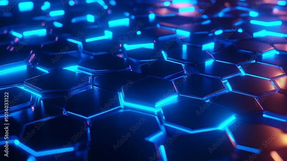 Obraz premium High-tech glowing blue hexagonal pattern creating a futuristic technology background