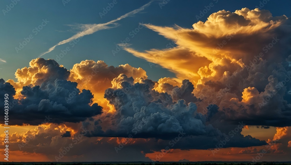 Blue Sky with Clouds and Golden Sunset Blue Sky with Clouds and Golden Sunset