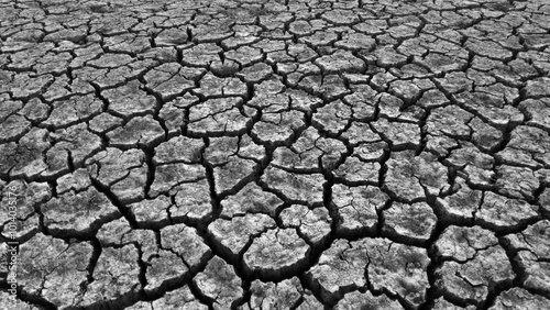 Obraz na płótnie broken and cracked lands caused by drought, lands split open by thirst, w salonie