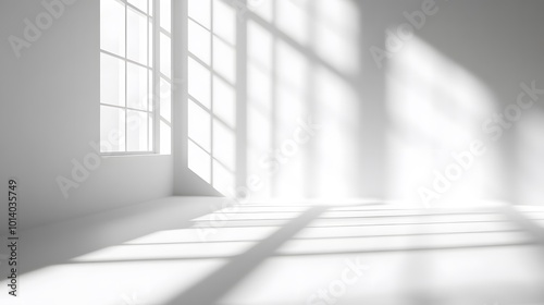 Realistic and minimalist blurred natural light with windows shadow overlay on wallpaper texture