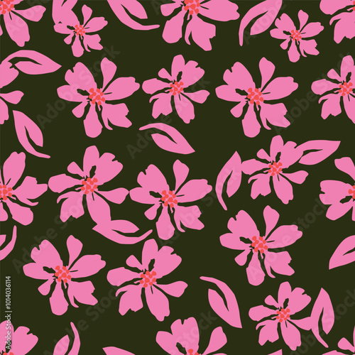 Wallpaper Mural Exotic hand drawn flowers, seamless patterns with floral for fabric, textiles, clothing, wrapping paper, cover, banner, home decor, abstract backgrounds. Vector illustration. Torontodigital.ca