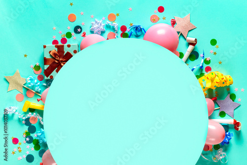 Canvas Print Festive party decorations with copy space circle