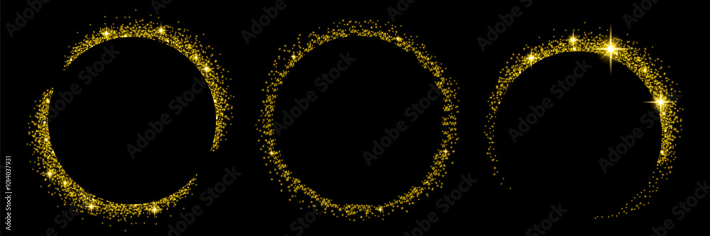 Glowing circles on a black background. A frame with stars and glowing elements. Vector Glowing circles on a black background. A frame with stars and glowing elements. Vector