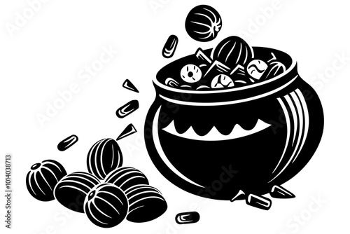 illustration of an apple in a pot