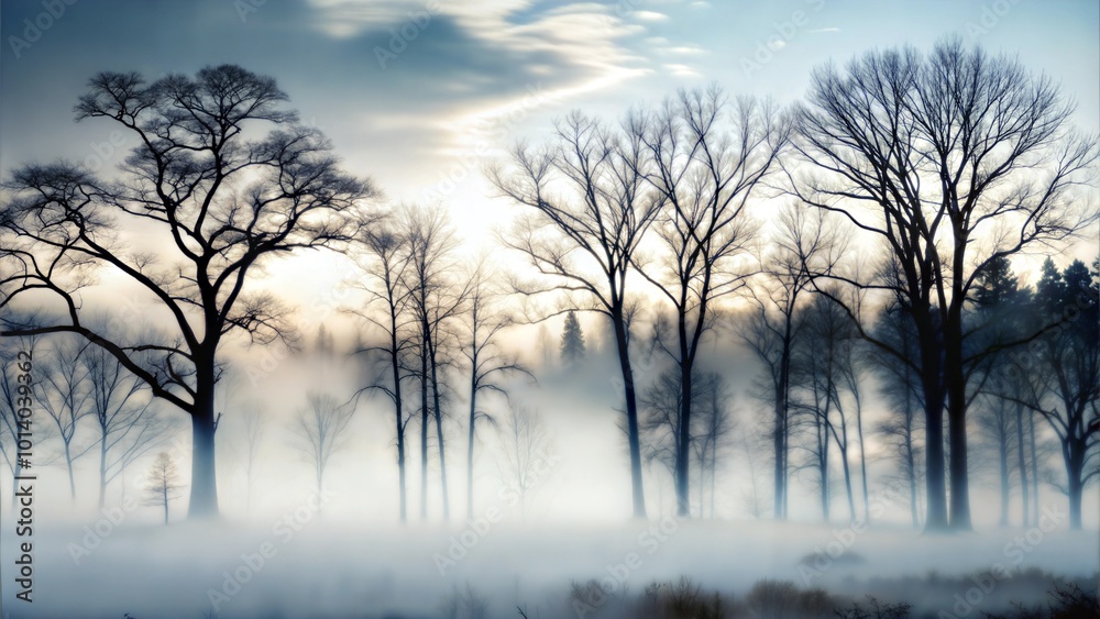 Autumn landscape, fog Autumn landscape, fog