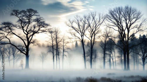 Autumn landscape, fog