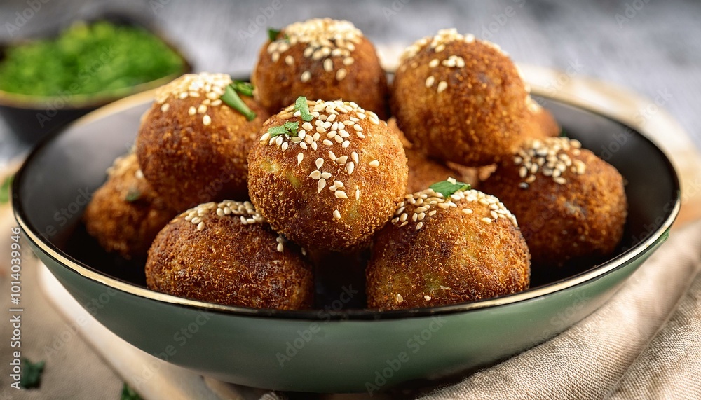 Close-up of fried sesame balls Close-up of fried sesame balls