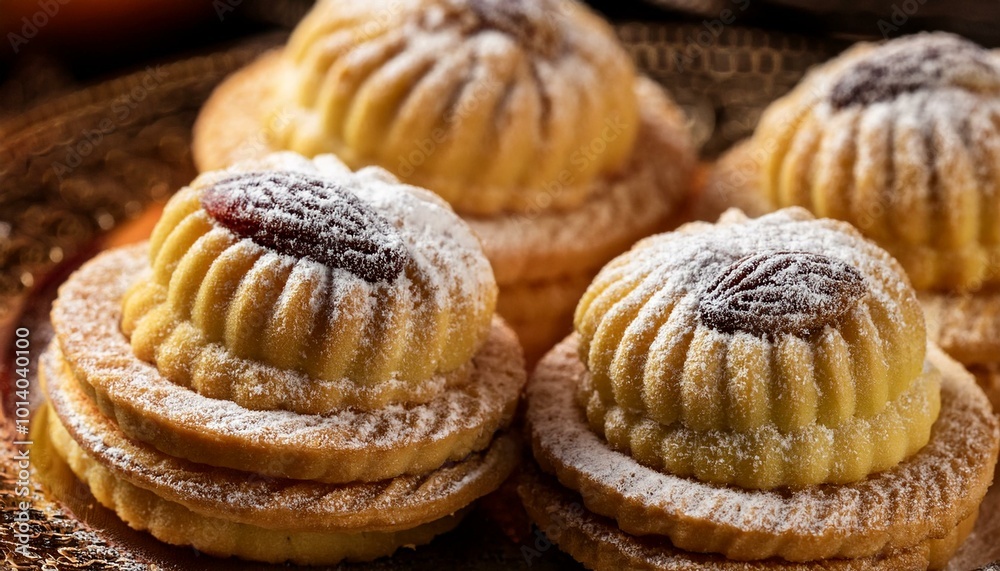 Delicious pastries with powdered sugar Delicious pastries with powdered sugar
