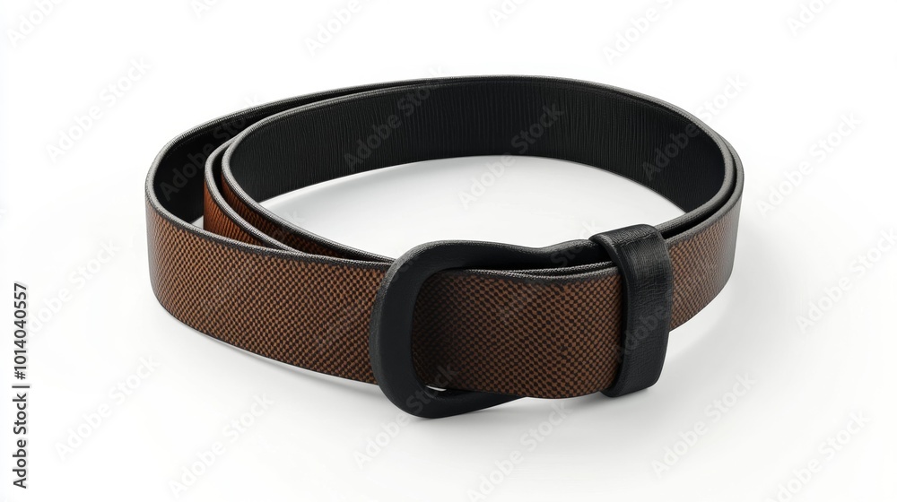 Elegant textured brown leather belt isolated on a white background perfect for fashion presentations product mockups or online stores offering men's accessories. Generative AI Elegant textured brown leather belt isolated on a white background perfect for fashion presentations product mockups or online stores offering men's accessories. Generative AI