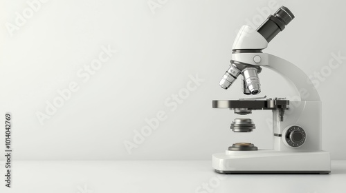 White microscope on a white background realistic scientific equipment Generative AI