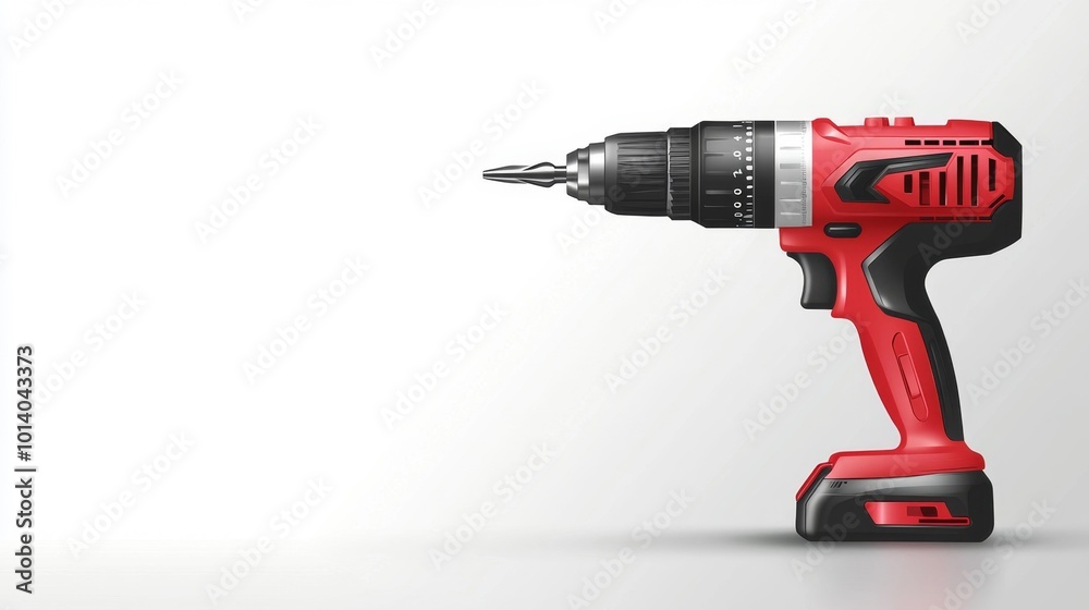 Power drill on a white background a close-up view of a red electric drill tool ideal for construction or DIY projects with a modern and realistic design. Generative AI Power drill on a white background a close-up view of a red electric drill tool ideal for construction or DIY projects with a modern and realistic design. Generative AI
