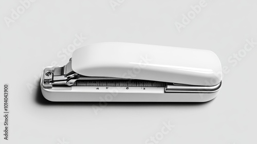 Realistic modern white stapler on a clean isolated white background ideal for office supplies or business concept visuals Generative AI