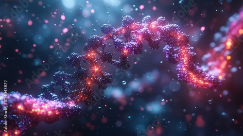Visualization of protein interactions within a molecular structure under abstract light conditions