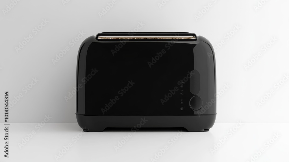 Sleek black toaster on a white background modern kitchen appliance isolated realistic 3D render for kitchen or home appliance designs. Generative AI Sleek black toaster on a white background modern kitchen appliance isolated realistic 3D render for kitchen or home appliance designs. Generative AI