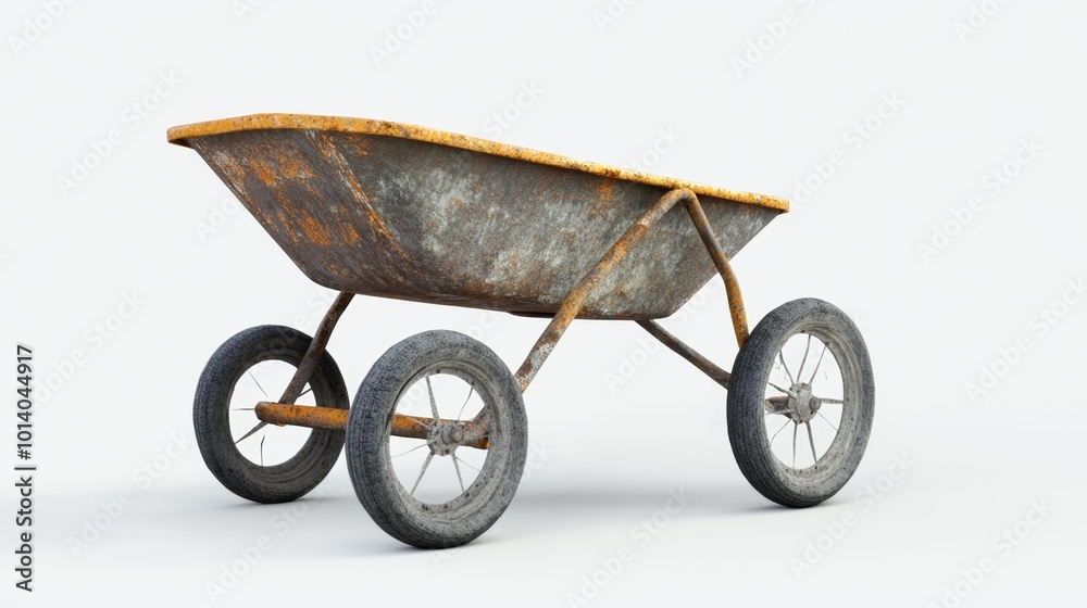Rusty Wheelbarrow on a White Background Aged Construction Equipment Generative AI Rusty Wheelbarrow on a White Background Aged Construction Equipment Generative AI
