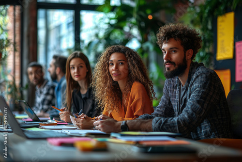 Teamwork and Collaboration: A Group of Young Professionals Working Together in a Modern Office