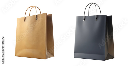 black and brown paper bag isolated on transparent background
