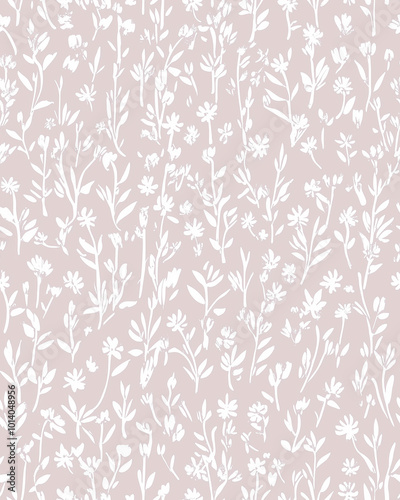 White floral pattern on soft pastel pink background