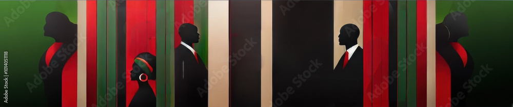 Fototapeta premium Black history month banner with silhouettes