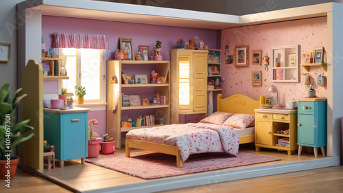 Dollhouses and figurine sets, inspiring imaginative play and storytelling in kids aged 10 and under, Generative AI photo