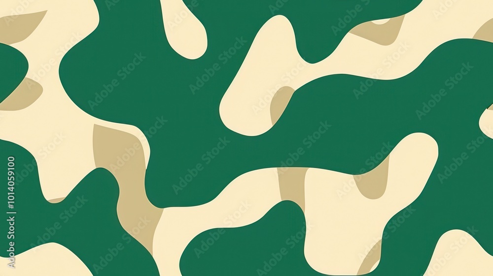 A camouflage pattern featuring green and beige shapes, often used in military designs or outdoor apparel. A camouflage pattern featuring green and beige shapes, often used in military designs or outdoor apparel.