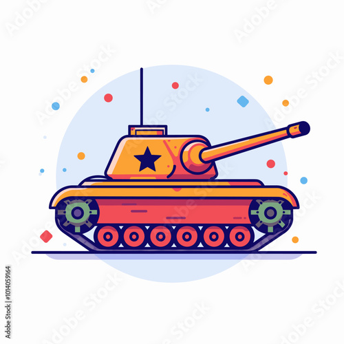 Cartoon tank. Vector illustration in a flat style on a white background.