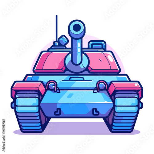 Cartoon tank. Vector illustration in a flat style on a white background.