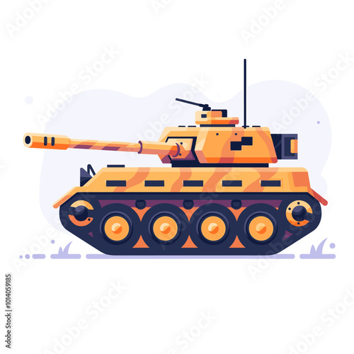 Cartoon tank. Vector illustration in a flat style on a white background.