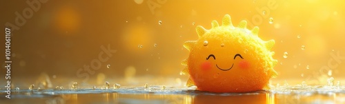 Yellowsun toy that is in the water, hot weather photo