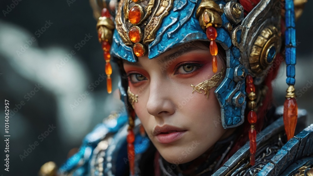 A powerful and intense portrayal of an online game character, captured during a crucial moment A powerful and intense portrayal of an online game character, captured during a crucial moment